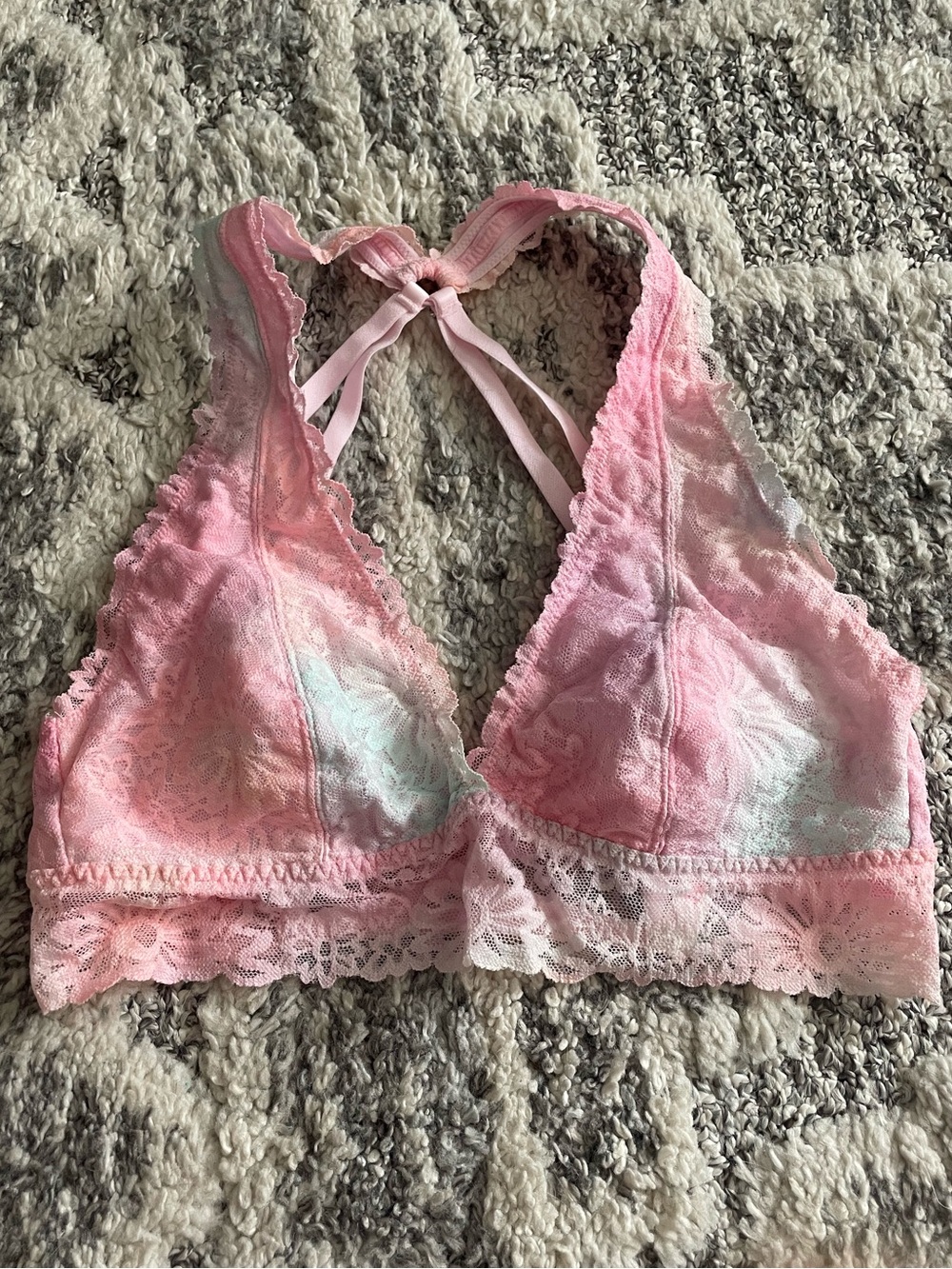 PINK Victoria's Secret Pink Lace Tie-Back Bralette